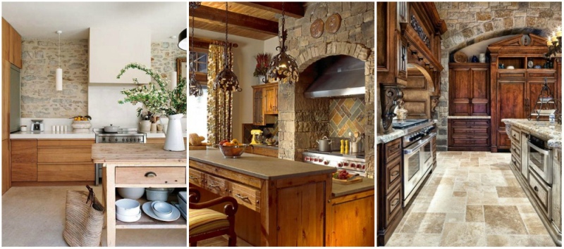 Отделка кухни декоративным камнем